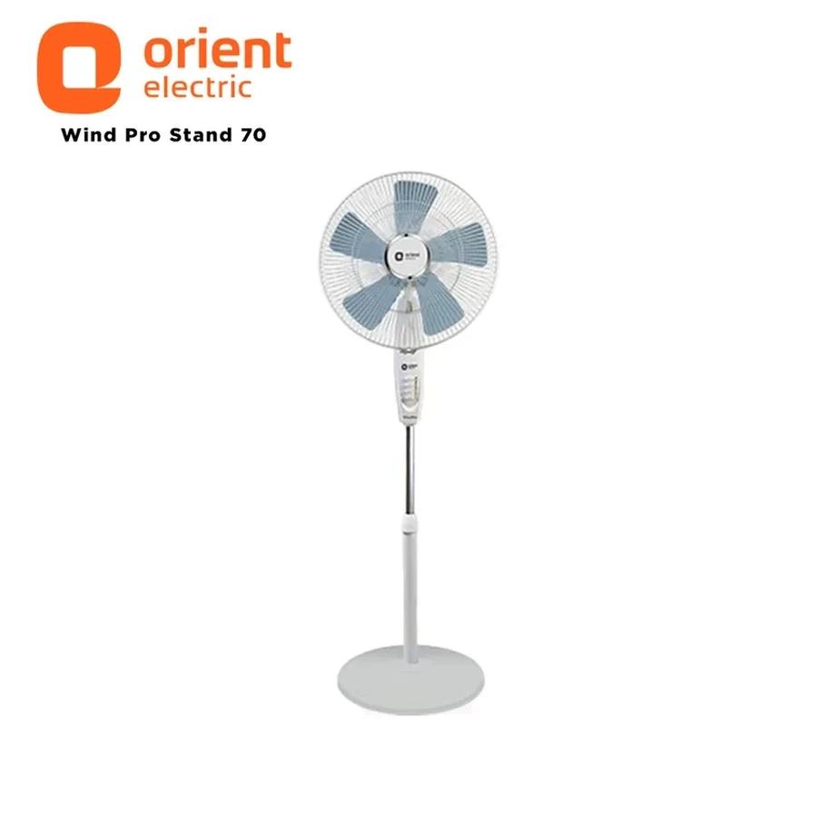 Orient Wind Pro Stand 70 Pedestal Fan 16-inch | 85W High-Speed Motor | 3-Speed Settings | Blue & White