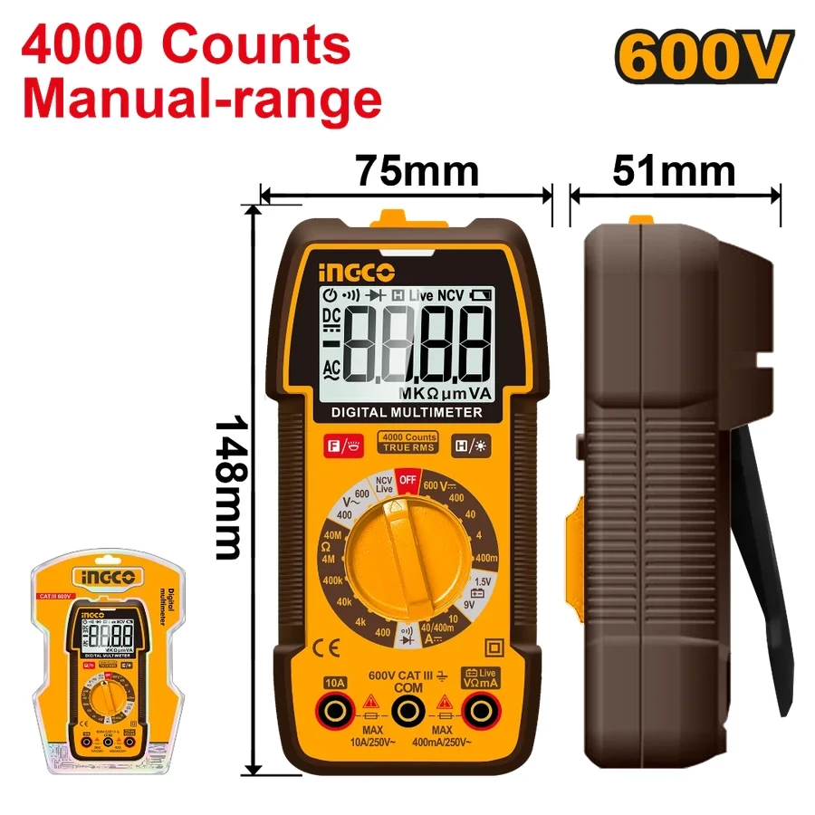 Digital Multimeter | DM36002 | TRUE RMS 4000 Counts | NCV & Backlight Display