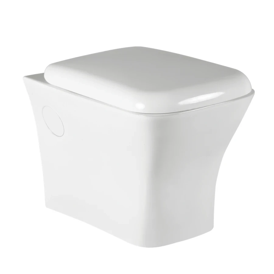 TOYO 22231 Wall Mounted Closet - Square Seat, Hydraulic Soft Close Cover, P-Trap, White Ceramic (505 x 360 x 345 mm)