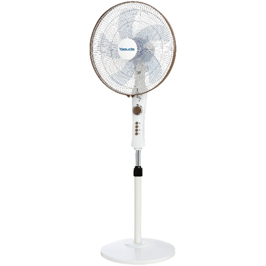 Yasuda YS-ST860A 16-Inch Stand Fan | 1400 RPM High Performance | 80W Powerful Air Delivery | White & Brown Finish | 400mm Sweep