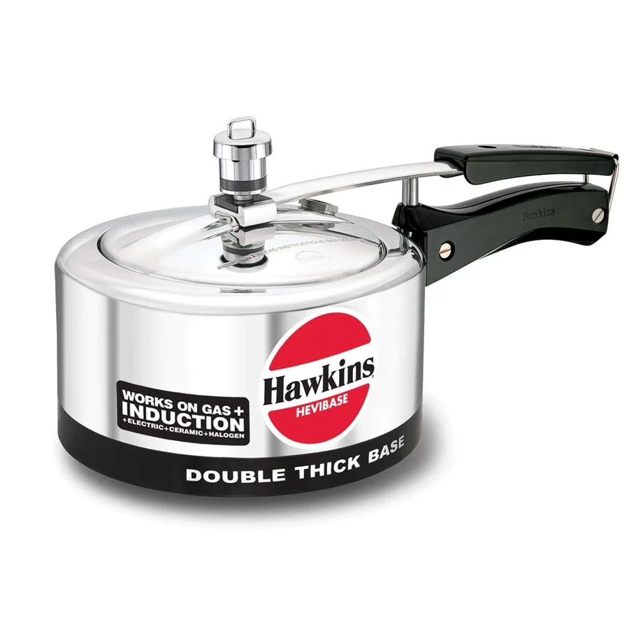 Hawkins IH30 3L Hevibase Pressure Cooker | Double-Thick Induction Base | Virgin Aluminium | Silver