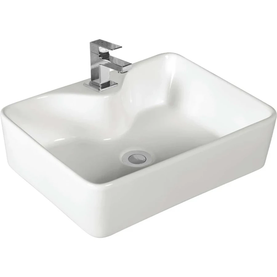 TOYO 24126 Counter Top Basin - White Ceramic Vessel Sink, Above Counter Mount (485 x 370 x 130 mm)