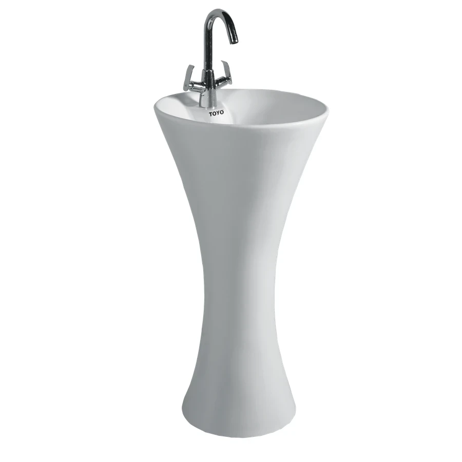 TOYO 25201 Pedestal Basin Full Set - One Piece, Floor Mounted, White Ceramic (425 x 425 x 850 mm)