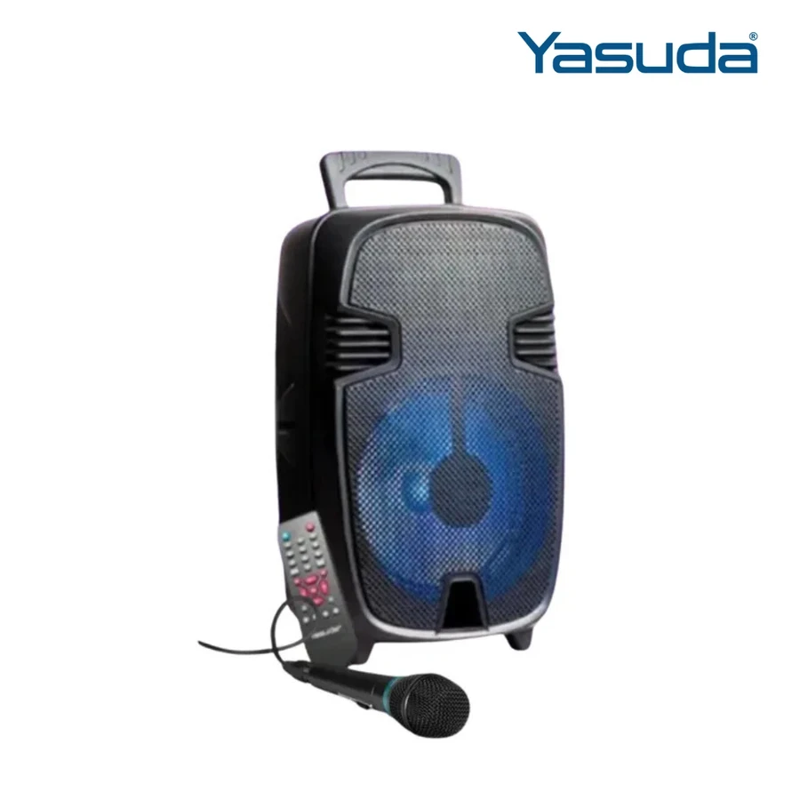 Yasuda YS-8TS10 8 Inch Trolley Speaker - 10W RMS / 1000W PMPO, Built-in Rechargeable Battery, Easy Mobility Design, and Wired Mic