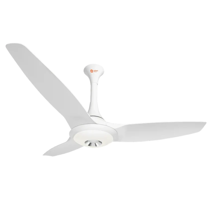 Orient Aerolite 1200mm Premium Ceiling Fan with Remote - 62W, 310 RPM, 230 CMM High Airflow, Integrated Warm White LED Light, Aerodynamic ABS Blades, White