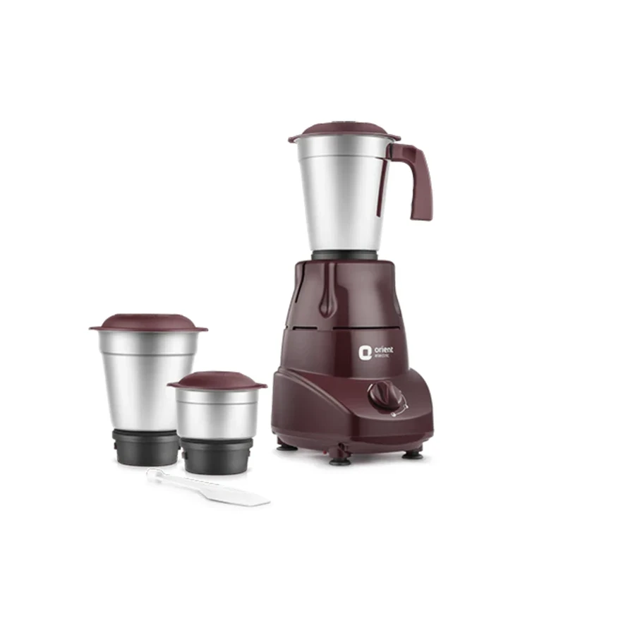 Orient Bolt Super Mixer Grinder 500W - 3 Jars, 3 Speed with Incher, 1 Litre Capacity, Overload Protection (Cherry)