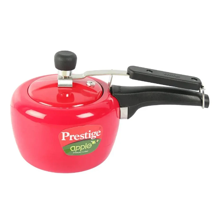 Prestige 11055 Apple Plus Aluminium Pressure Cooker | 3 Litres | Red | Inner Lid | Anti-Bulge Induction Base | Gas & Induction Compatible