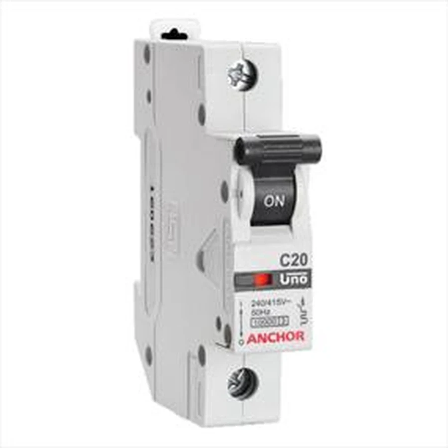 Anchor UNO SP MCB 63A 'C' Curve 98008 - Single Pole, High Current Capacity, Panel Mount Standard Circuit Breaker