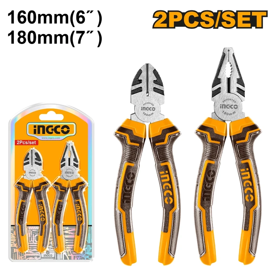 Professional 2-Piece Pliers Set | HKPS08216 | #55 Carbon Steel | Polish Finish