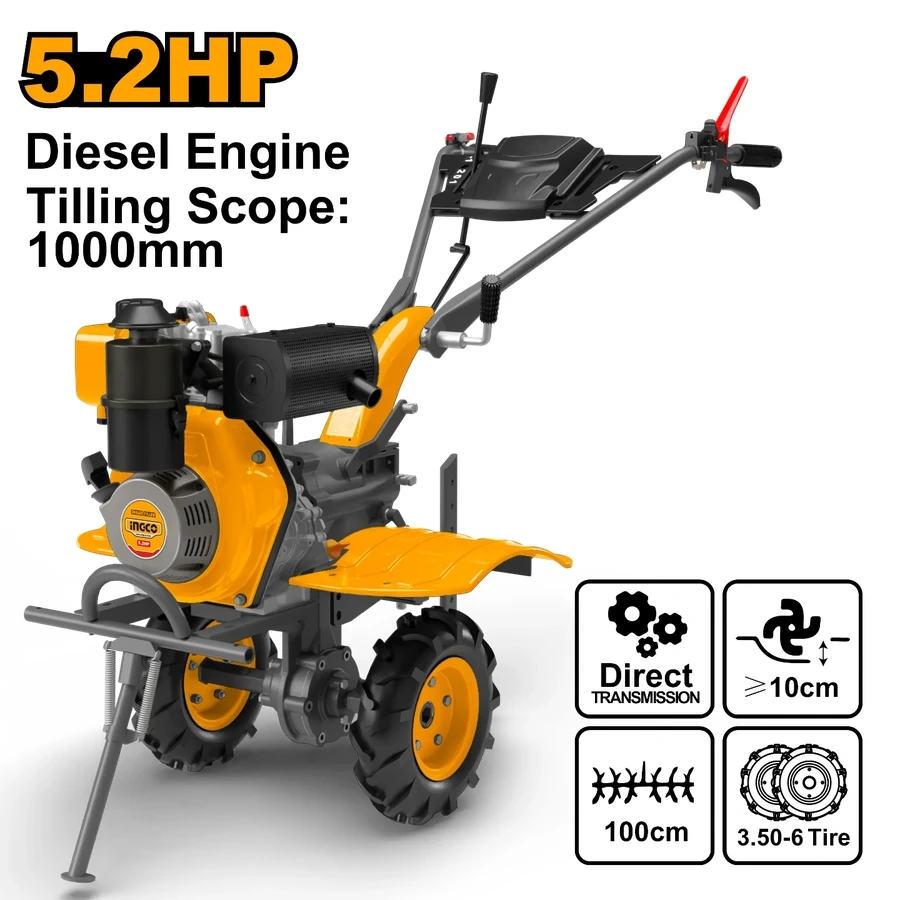 INGCO Compact Diesel Tiller | 5.2HP Gear-Driven | DC12006