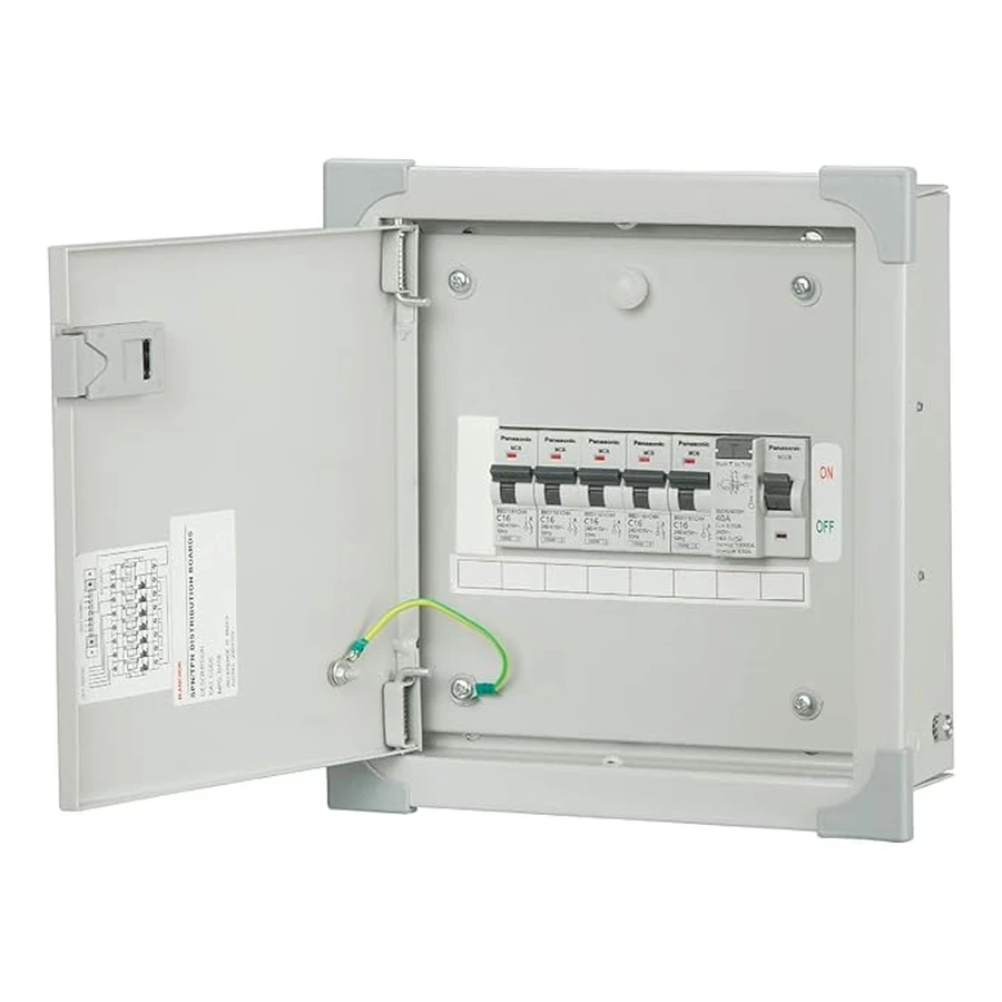 Anchor 98304 SPN Double Door Distribution Board 16 Way - Single Phase, CRCA Steel, 100A Busbar, IP42 Dust Protection, Ideal for Large Residential Circuits