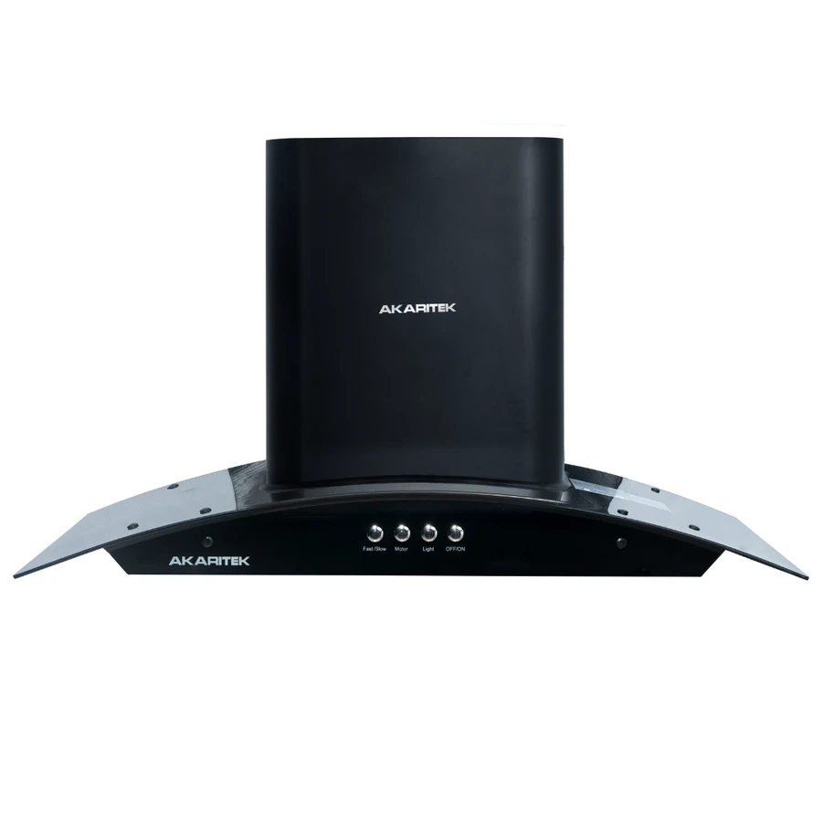 Akaritek 900mm Auto-Clean T-Shaped Kitchen Chimney | SS Cone Filter & Push Button Control | AK-C90B1
