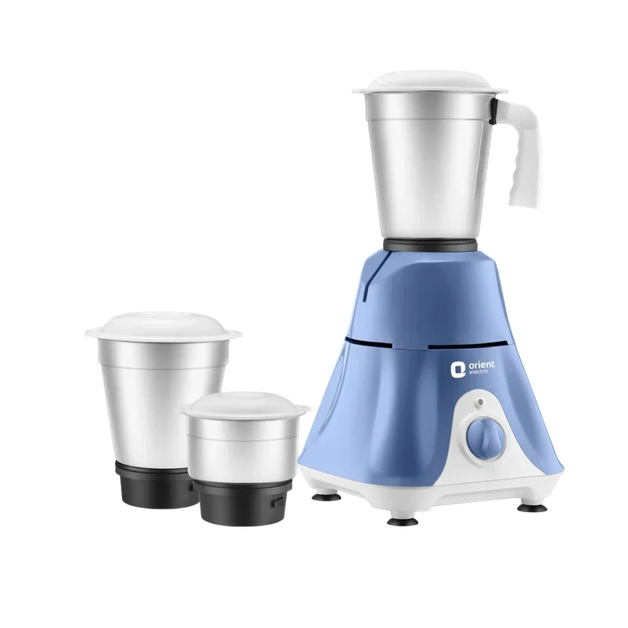 Orient Sprint Super Mixer Grinder 500W - Compact Tower Shape, 4-Leaf Stainless Steel Liquidizer Blade, Overload Protection, 0.8L Capacity (Blue & White)