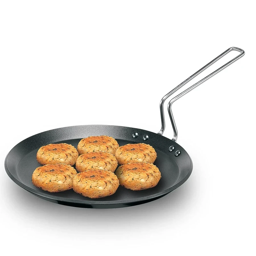 Hawkins NFT26 Nonstick Flat Tava | 26 cm | Hard Anodised Aluminium | PFOA-Free | Stay-Cool Stainless Steel Handle | Black