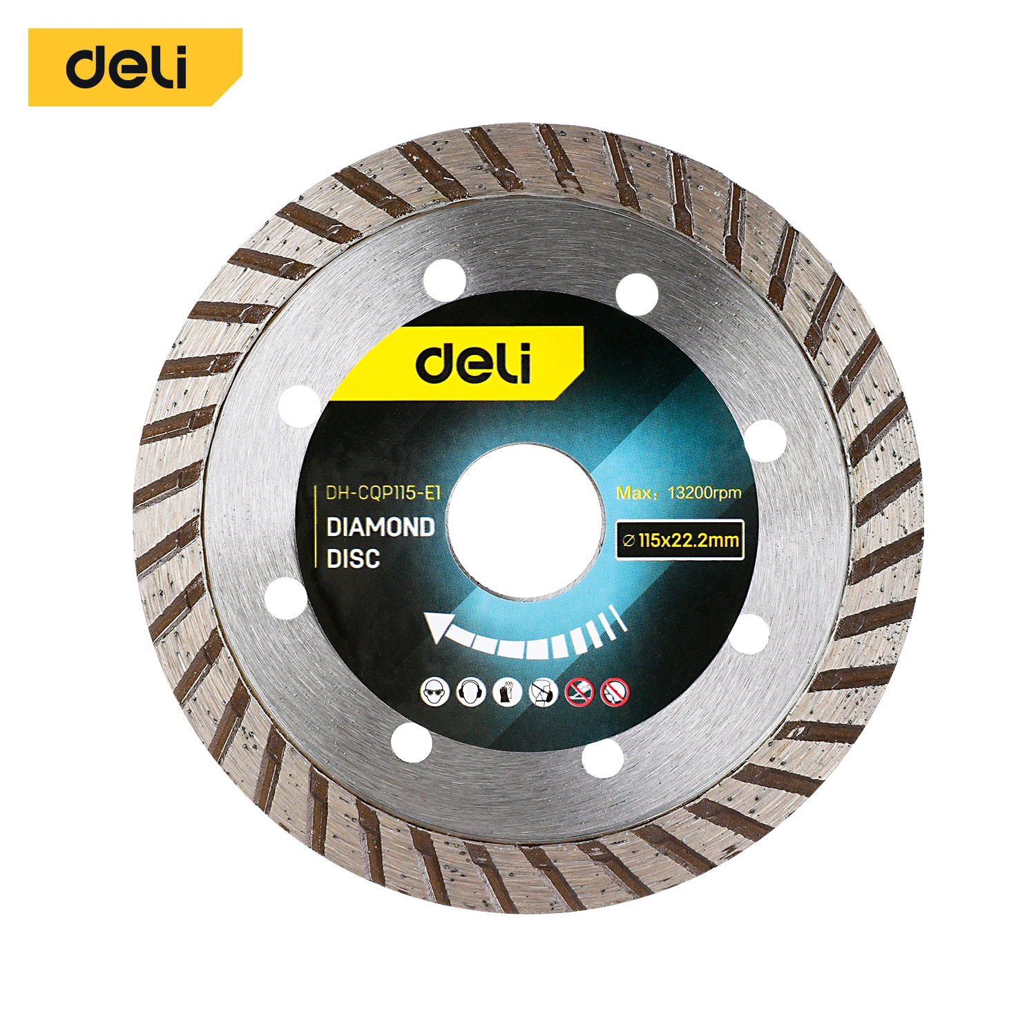 EDH-CQP115-E1 Turbo Diamond Disc 115x22.2mm - 65Mn Blade, Fastest Cut on Concrete, Block, and Brick (Silver)