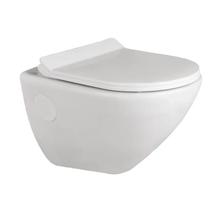 TOYO 22251 Wall Mounted Closet - P-Trap Design, Hydraulic Soft Close Seat, White Ceramic (500 x 350 x 360 mm)