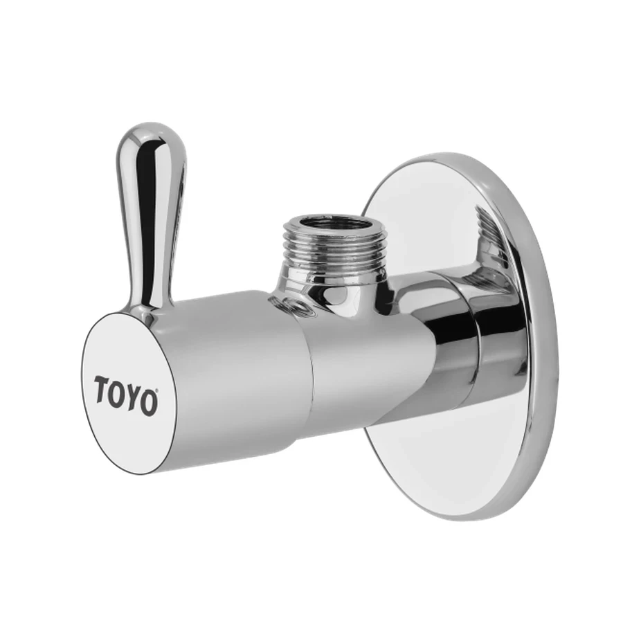 TOYO BE-51604 Angle Valve - Premium Brass Body, Brass Handle, Wall Flange, CP Chrome Finish