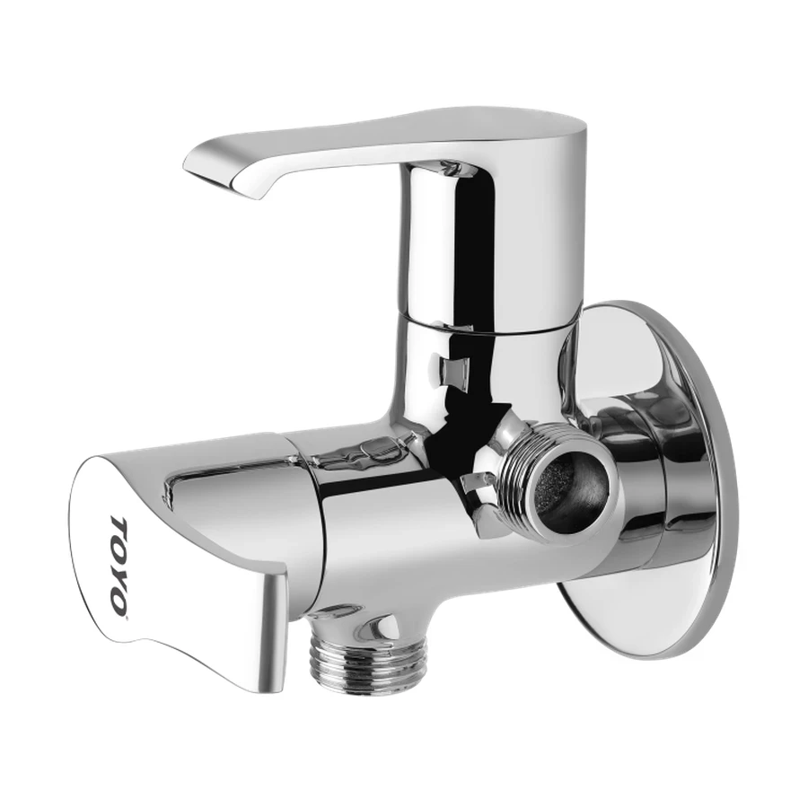 TOYO AL-51505 2 Way Angle Valve - Dual Outlet, Premium Brass Body, CP Chrome Finish
