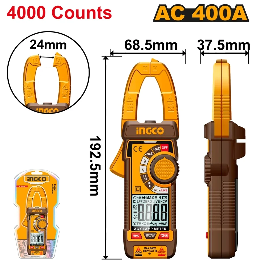 Digital AC Clamp Meter | DCM62001 | TRUE RMS 4000 Counts | NCV & Capacitance Testing
