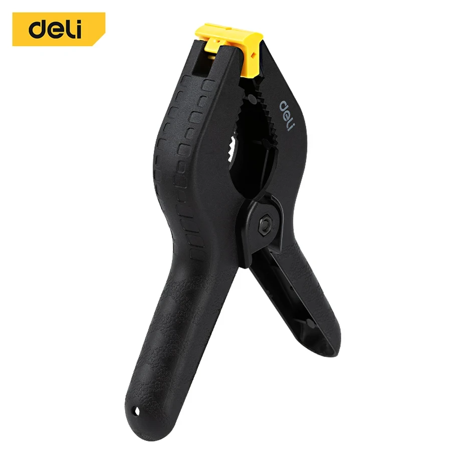 EDL110006 Heavy Duty Spring Clamp 6" - Max 50mm Clamping Diameter, Durable Nylon Body, Quick Releasing Action for Woodworking and DIY (Yellow/Black)