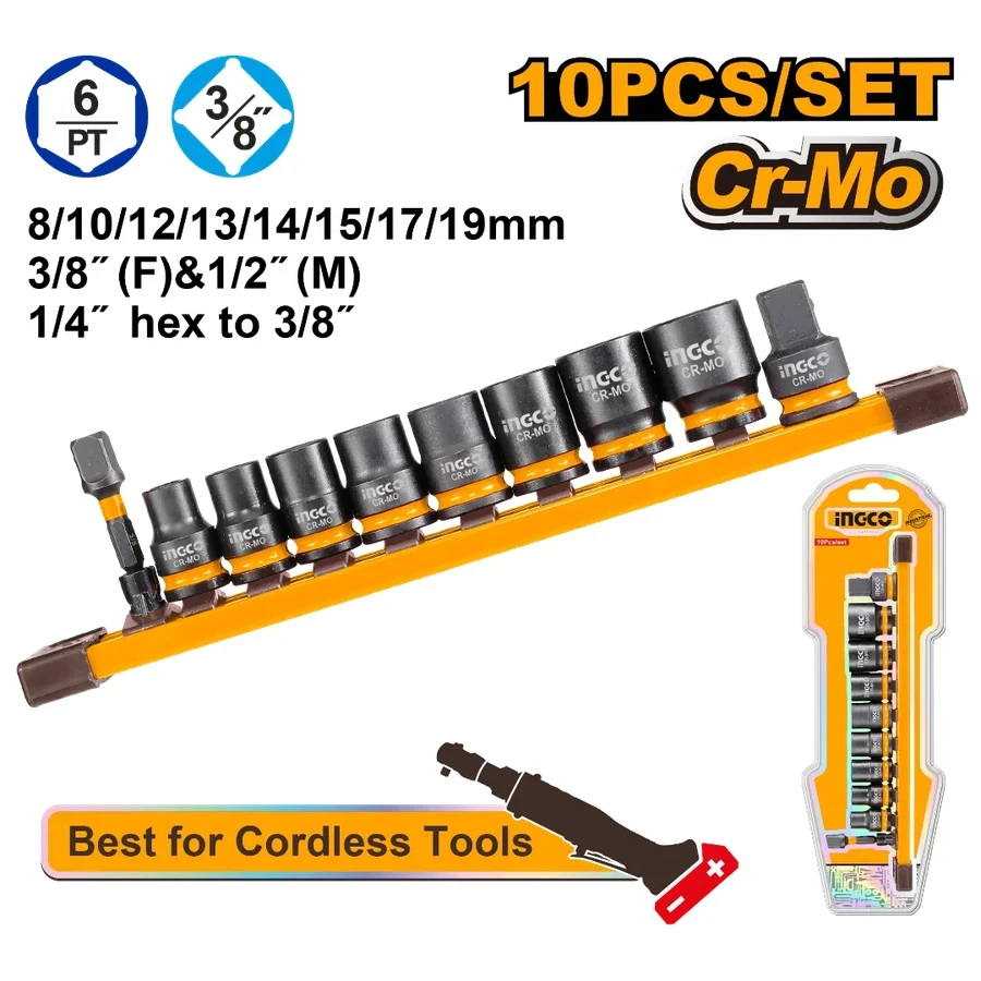 Industrial-Grade Impact Socket Set | HKISSD38104 | 10-Piece 3/8" Drive System