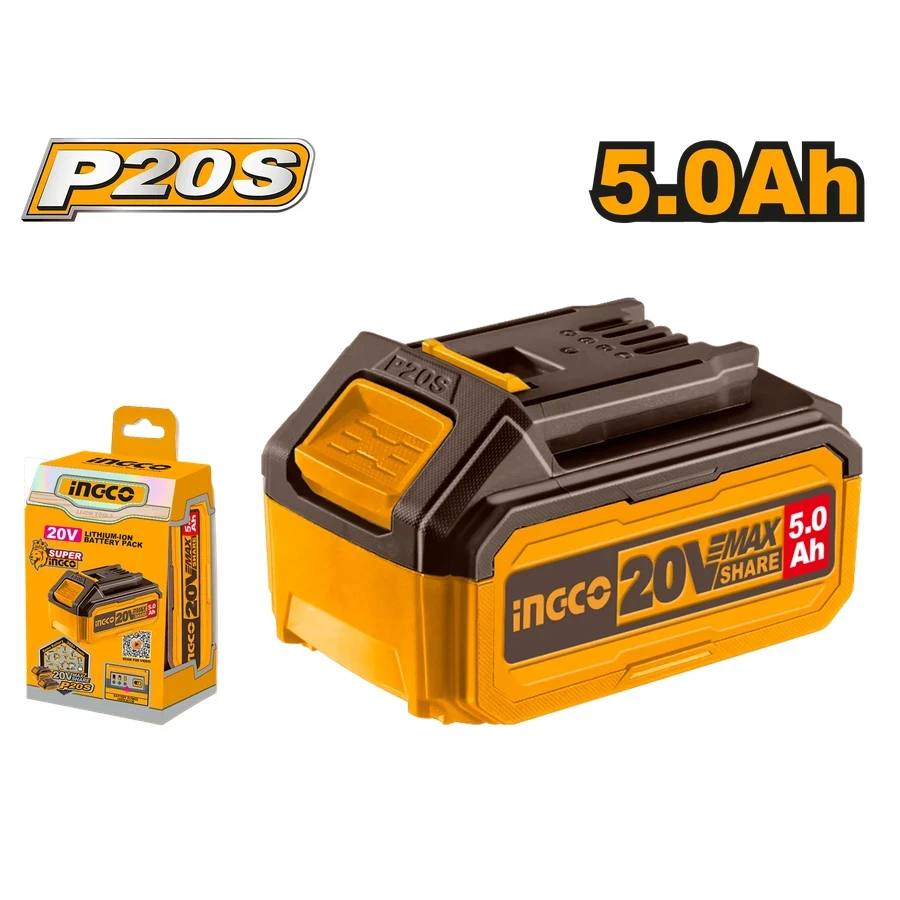 INGCO P20S Lithium-Ion Battery Pack | 20V 5.0Ah Ultra-High Capacity | FBLI20031