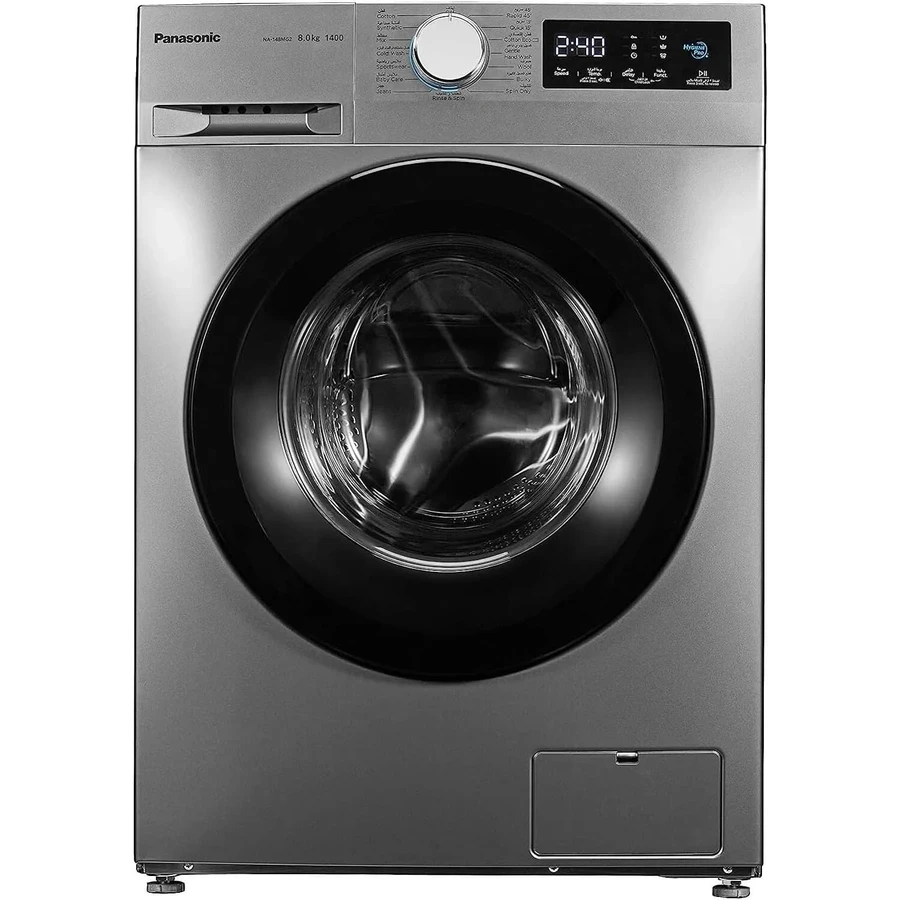 Panasonic NA-148MG4LN1 8 Kg Inverter Front Load Washing Machine | Kizukai Abaya Wash | Cube Drum Tech | Pause & Add | Dark Silver