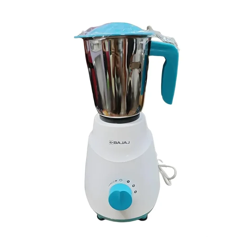 Bajaj Ninja Series Notch (410600) 3 Jar Mixer Grinder | 500W Titan Motor | French Blue | Dura Cut Blades | Stainless Steel Jars