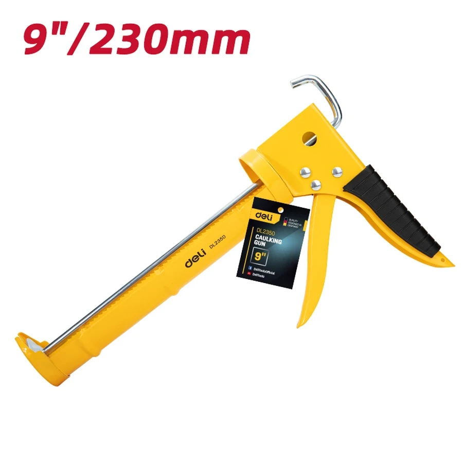 EDL2350 Standard Caulking Gun 9" (230mm) - High-Quality A3 Steel Body, Simple Structure, Reliable Performance for Standard 10oz Cartridges (Yellow)