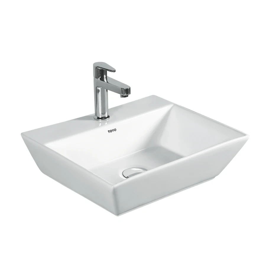 TOYO 24131 Counter Top Basin - Square Shape, White Ceramic Vessel Sink (440 x 380 x 130 mm)