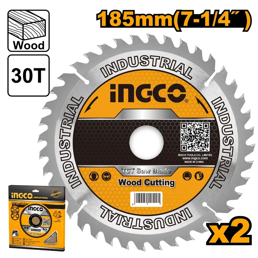 TCT Saw Blade for Wood | TSB118510 | 185mm (7-1/4") 2-Piece Value Pack