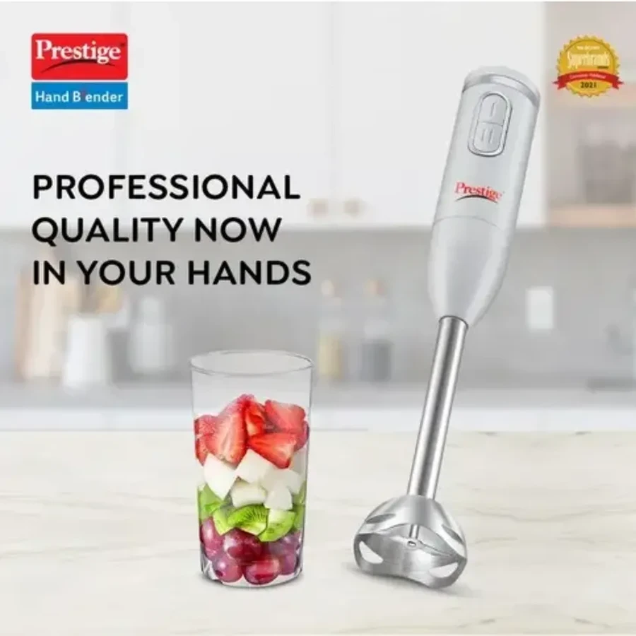 Prestige 41047 PHB 12.0 Hand Blender 300 Watts | Stainless Steel Blades | Lightweight Design | 1 Speed Control | Silver