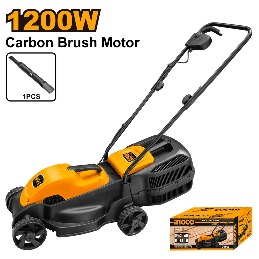 INGCO Electric Lawn Mower | 1200W High-Efficiency Motor | 320mm Cutting Width | LM321