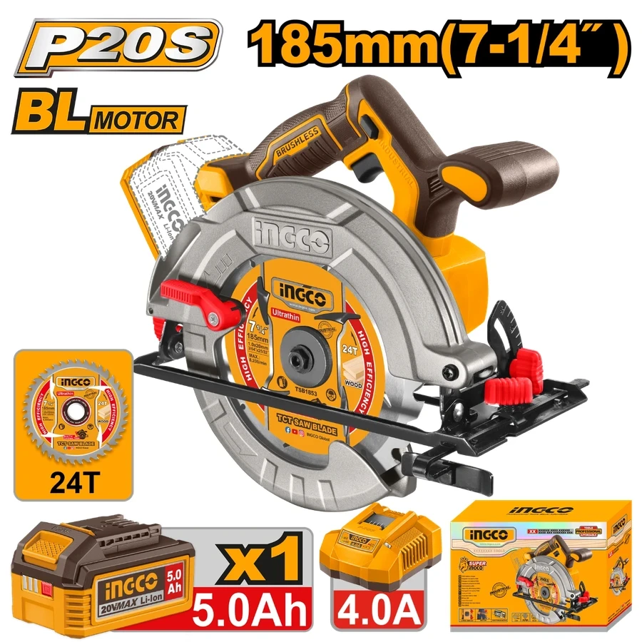 Cordless Circular Saw | CSLI18513 | 20V Brushless | 185mm Industrial 5.0Ah Kit