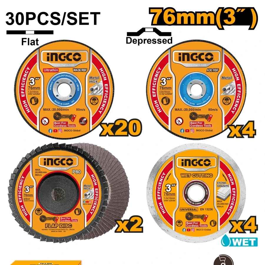 Cutting and Grinding Disc Set | MCD07630 | 30-Piece Multi-Material Accessory Kit