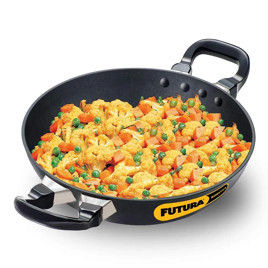 Hawkins NK25 Nonstick Deep Fry Pan (Kadhai) | 2.5 Liters | Round Bottom | PFOA-Free Nonstick | Steel Lid | Gas Compatible