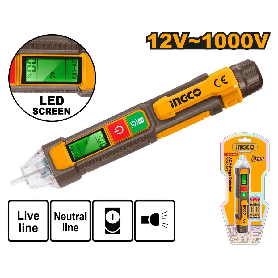 Non-Contact AC Voltage Detector | VD210003 | Dual Sensitivity | 12V–1000V