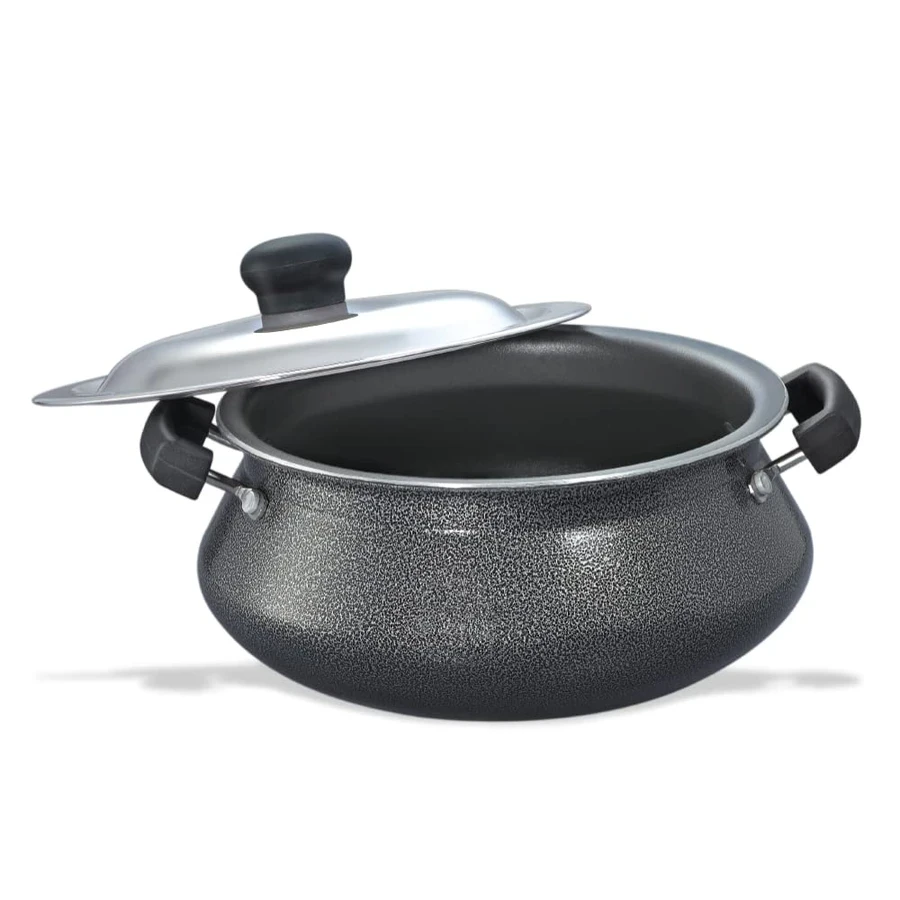Prestige 30732 Omega Select Plus Jr. Handi 4 Litre | 3-Layer Metal Spoon Friendly Non-Stick | PFOA Free | SS Lid | Black