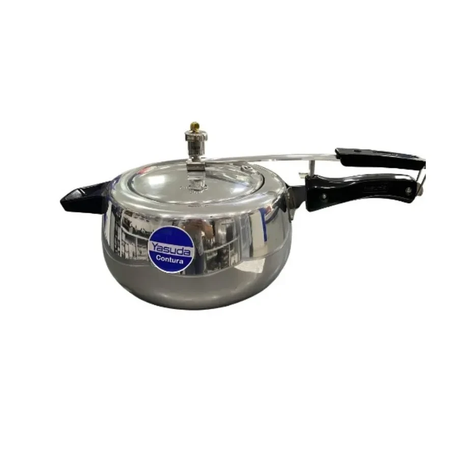 Yasuda YS-PCT Aluminium Contura Pressure Cooker Series - Available in 3 Ltrs & 5 Ltrs | Curved Body for Easy Stirring | Gas Stove Compatible High-Efficiency Cookware