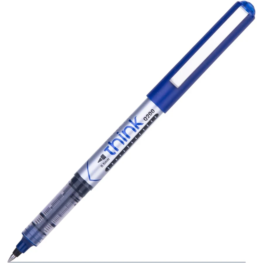 Deli 0.5mm Rollerball Pen | Blue / Black Ink | Smooth Flow & Ink Indicator | EQ20020 / EQ20030