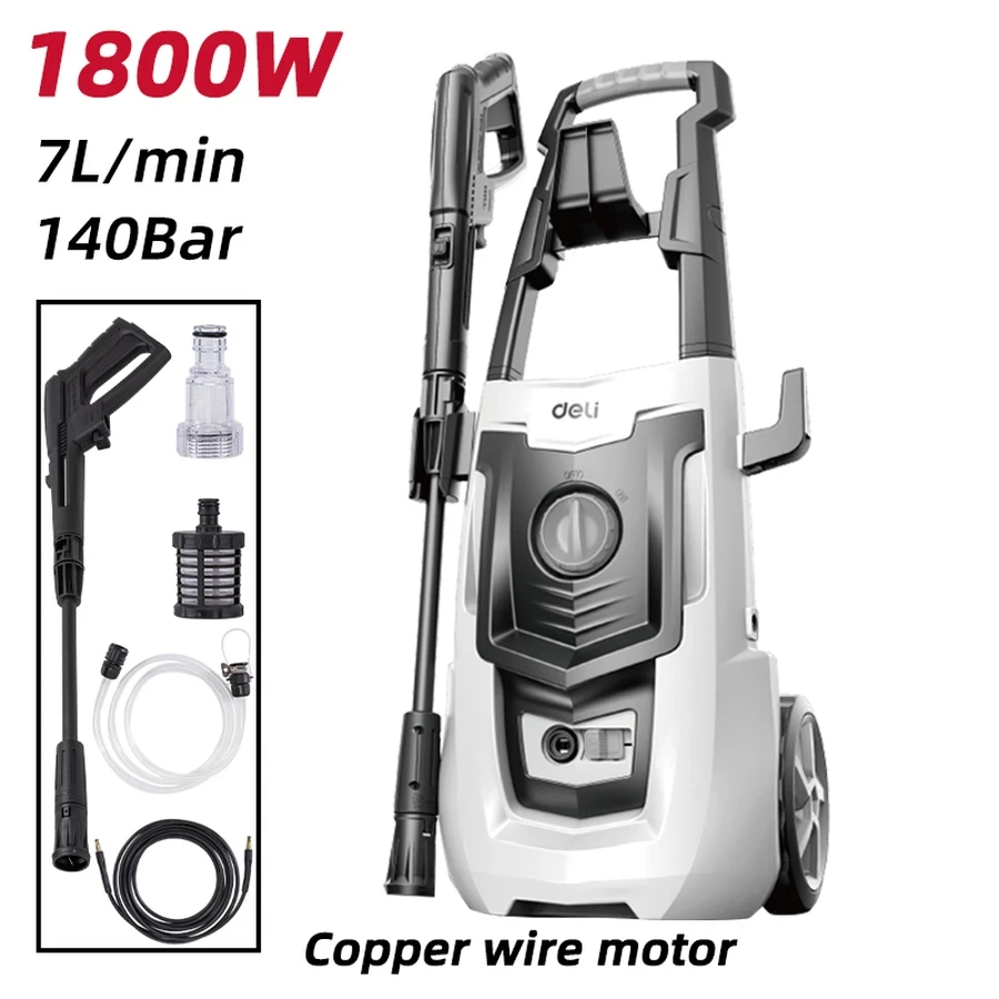 EDL882103 High Pressure Washer 1800W - 140 Bar Max, 7.0 L/min Flow Rate, IPX5 Waterproof, Auto-Stop System (Semi-Pro, White)