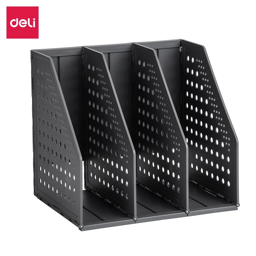 Deli E79003 Magazine Holder (Black) - Desktop Storage Box, 200x150x180MM for Files and Literature