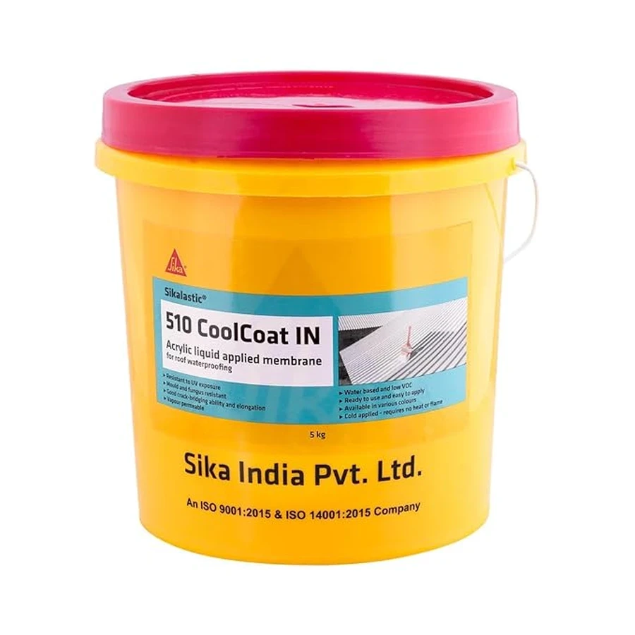 Sika Sikalastic 510 CoolCoat Liquid Applied Membrane 5Kg to 25Kg 767069 | Acrylic Waterproofing | UV and Mold Resistant | White and Grey | Low VOC