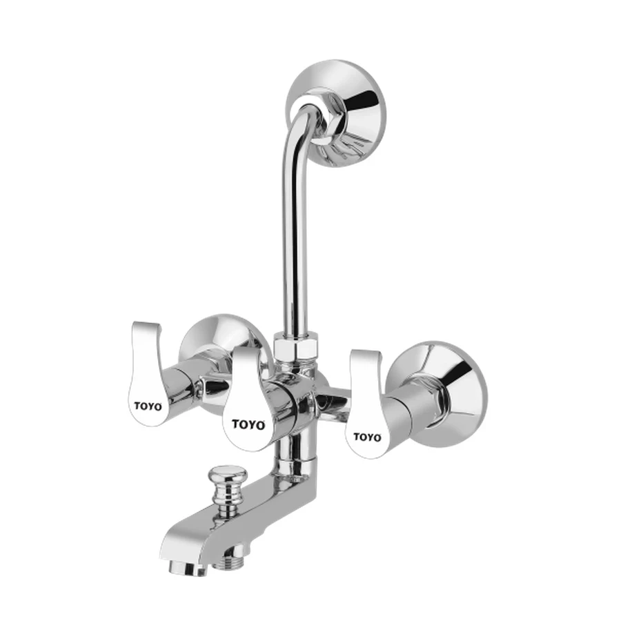 TOYO AL-51511 3-in-1 Wall Mixer - L-Bend for Overhead Shower, Hand Shower Provision, Dual Control, CP Chrome Finish