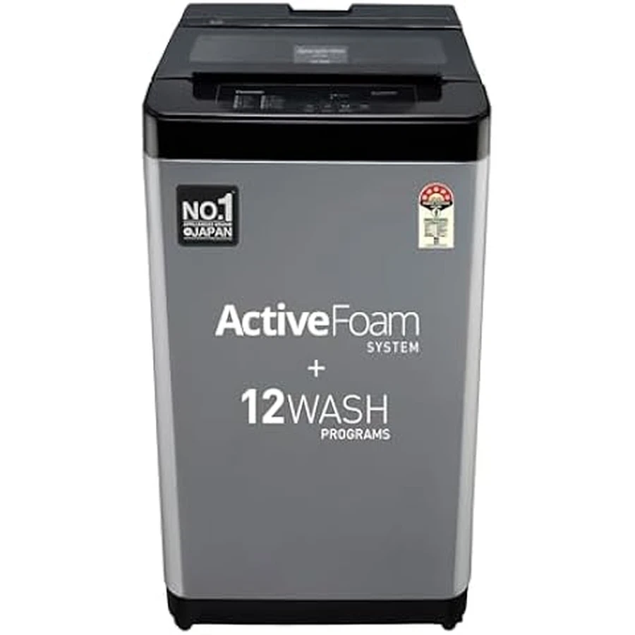 Panasonic NA-F75C2CNP 7.5 Kg Automatic Top Load Washing Machine | AquaWave Pulsator | Foam Wash | LED Display | Inox Grey