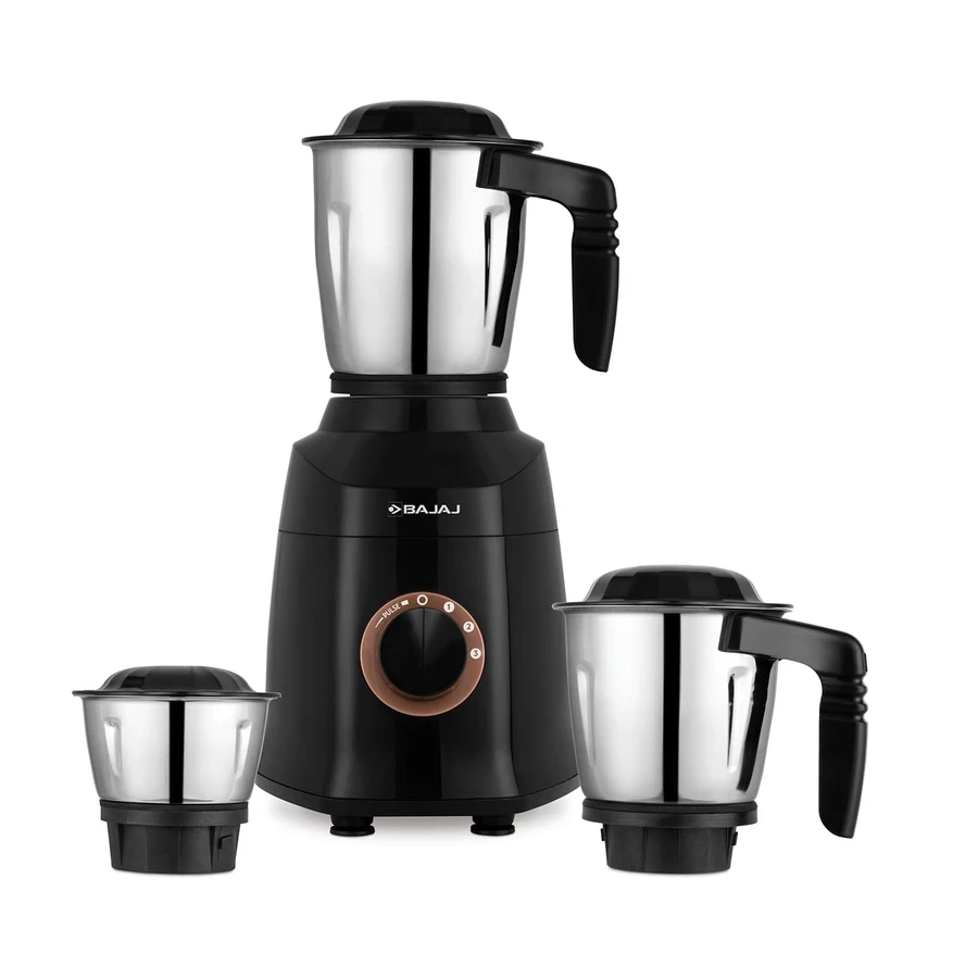 Bajaj Military Series Finesse (410592) Mixer Grinder | 750W | Midnight Black & Copper | Stainless Steel Jars | Portable Design