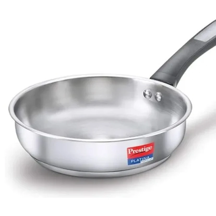 Prestige 36153 Platina Fry Pan 260mm | Premium Stainless Steel | Unique Impact Forged Bottom | Induction & Gas Compatible | Silver
