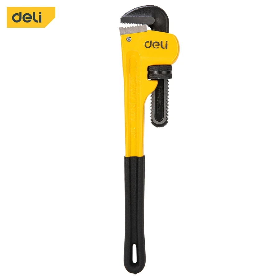 EDL2518 Industrial Pipe Wrench 18" - Ductile Cast Iron, High Torque, Precision Worm Gear, Ergonomic Anti-Slip Grip (Yellow/Black)