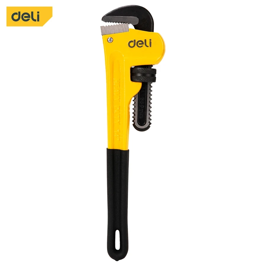 EDL2514 Pipe Wrench 14" - Ductile Cast Iron, High Hardness, Precision Worm Gear, Ergonomic Anti-Slip Grip for Plumbing (Yellow/Black)