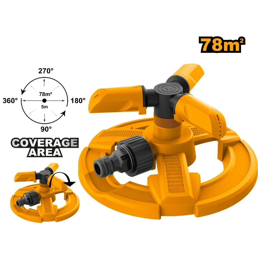 INGCO 3-Arm Rotary Sprinkler | ABS & PP Construction | HPS23602